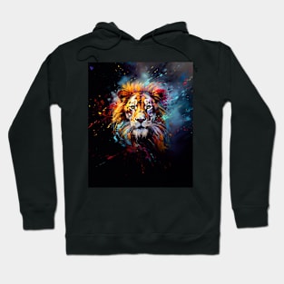 Lion with Colourful Paint Splatters Hoodie